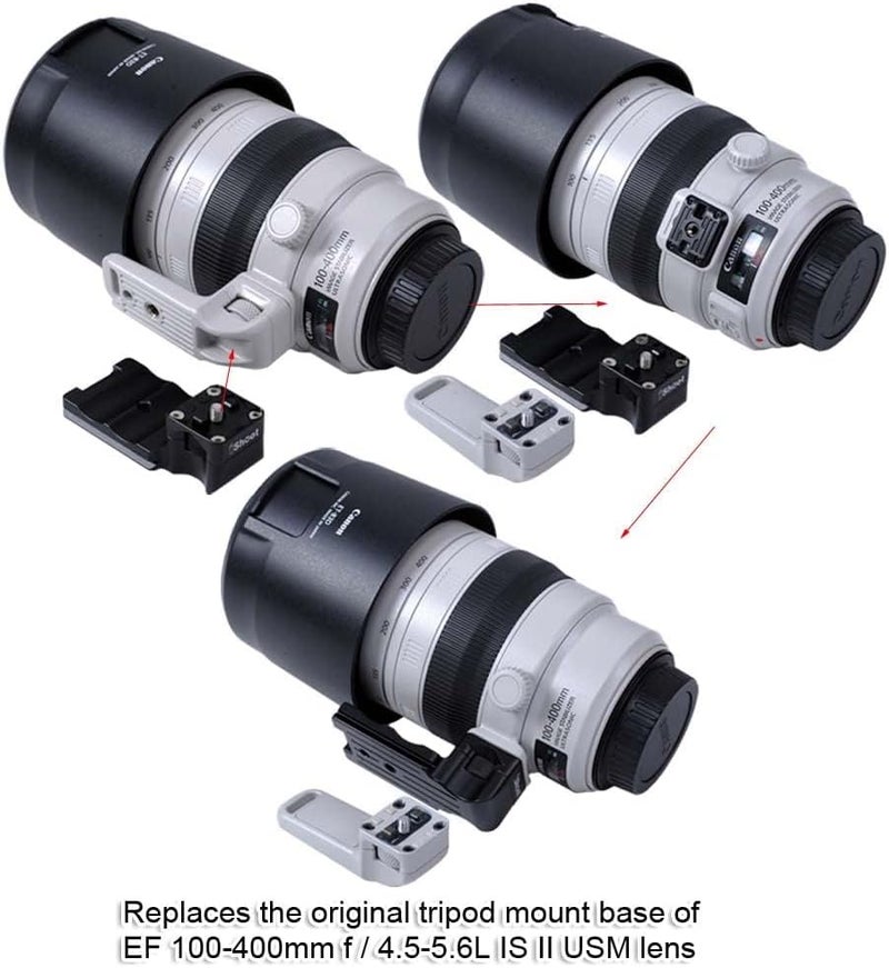iShoot Lens Collar Foot Tripod Mount Ring Base Replacement Stand Tripod Socket Compatible with Canon EF 100-400mm f/4.5-5.6L is II USM, Bottom Quick Release Plate for Arca-Swiss Fit Tripod Head Clamp - Image 5